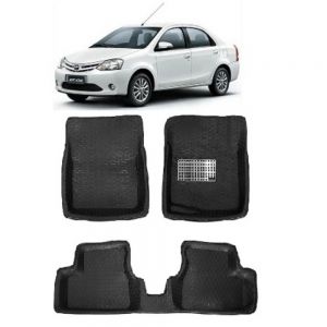 4.5D Car Floor Foot Tray Mats for Etios  - Black